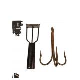 Vintage Fishing Spear Head and Large Treble Hook