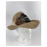 Diane Feathersmith Straw Hat with Feathers