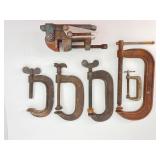 Pony and Palmgren C-Clamps and Bench Vise
