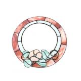 Stained Glass Floral Motif Round Wall Mirror