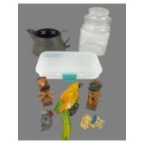 Decorative Metal Planter, Glass Jar, and Magnets