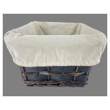 Woven 9x9 Sq Black Basket with Linen Liner