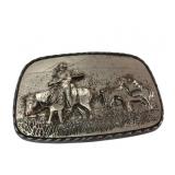 Western Scene Relief Belt Buckle