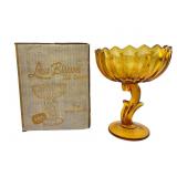 Indiana Glass Lotus Blossom Gold Glass Compote