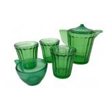 Akro Agate Green Slag Glass Toy Tea Set