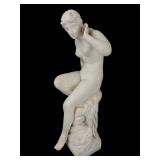 Neoclassical Style Seated Female Bather Sculpture