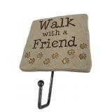 Walk with a Friend Cast Stone Dog Leash Hook