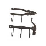 Cast Iron Hammer and Pliers Wall Hook Set