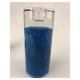 Hand-Blown Blue Art Glass Candle Holder