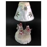 VTG Frosted Glass Singing Snowmen Votive Lamp