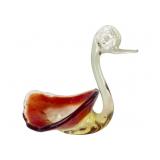 Art Glass Swan Figurine Bowl