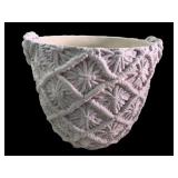 Macrame Style White Glazed Ceramic Planter