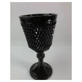 Fenton Black Amethyst Glass Daisy and Button Goble