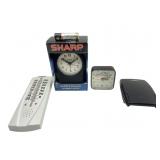 Sharp, Timex, and Springfield Clock and Thermomete
