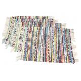 Set of 4 Hand-Woven Multi-Color Cotton Rag Rugs