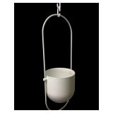Modern White Metal Hanging Planter with Extension