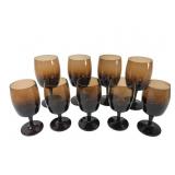 MCM Smoke Brown Glass Stemware Set, 9 Pcs.