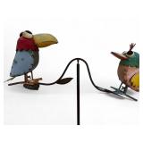 Colorful Metal Teetering Bird Garden Stake