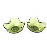 Pair of Viking Glass Epic Green Candle Holders