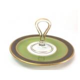 Tiffin Glass Satin Green Center Handle Server