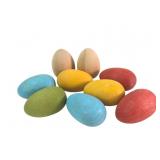 Set of 9 Painted and Natural 2.5' Wooden Eggs