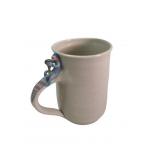V Marked Studio Pottery Mug with Lizard Handle