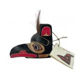 Northwest Coast Style Carved Wood Mini Raven Mask