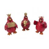 Set of 3 Hand-Painted Resin Cardinal Figurines
