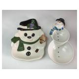 HMK CDS and Flo Kadar Ceramic Snowman Dishes