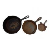 Lodge and Unmarked Cast Iron Skillet Set