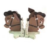 Hand-Painted Wooden Horse Head Bookends