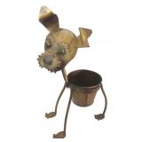 Whimsical Metal Dog Planter