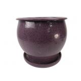 Purple Glazed Ceramic Planter with Saucer