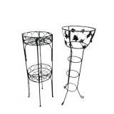 Wrought Iron Vine and Scroll Plant Stand Pair