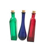 Assorted Trio of Hand-Blown Style Glass Bottles