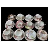 Assorted English Bone China Tea Cups and Saucers