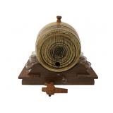 USA Pottery Ceramic Barrel Decanter Set with Tray