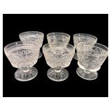 Set of 6 Pressed Glass Footed Dessert Bowls