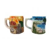 Pair of Italian Souvenir Relief Mugs