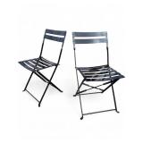 B Fermob Style Folding Metal Bistro Chairs, Pr.