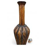 MCM Bamboo and Rattan Floor Vase