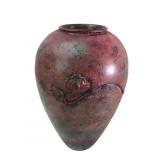 Indian Patinated Brass Floral Relief Vase