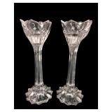 Pr. Crystal Flower Form Candlesticks, 9x3'