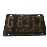1935 Michigan License Plate G 8317