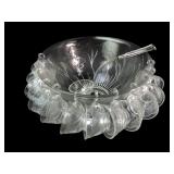 Federal Glass Petal Pattern Punch Bowl Set