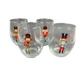 Set of 4 Nutcracker Stemless Wine Glasses