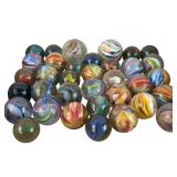 Vintage Glass Marble Lot, 35 Large & Jumbo