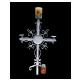 Wrought Iron Floor Standing Cross Candelabra