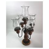 MCM Five-Light Candelabra with Etched Glass Shades