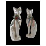 Pr. Iridescent Porcelain Cat Figurines